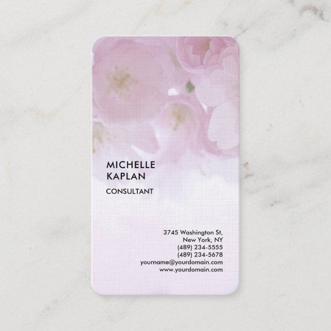 Carte De Visite Linen Floral Professionnel Exclusif Feminine (Devant)
