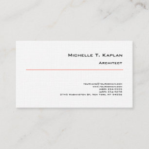Carte De Visite Linen Minimaliste Simple Plain Architect Rouge Bla