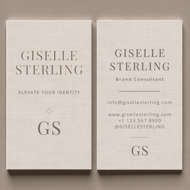 Carte De Visite Linen Monogram Modern Elegant Minimalist  (Créateur téléchargé)