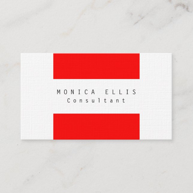Carte De Visite Linen Red Stripes Original Clean Professional (Devant)