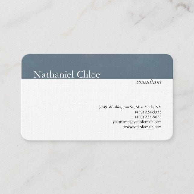 Carte De Visite Linen tendance Bleu Gris Gris Gris Creative Modern (Devant)