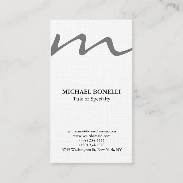 Carte De Visite Linen tendance moderne monogramme professionnel (Devant)