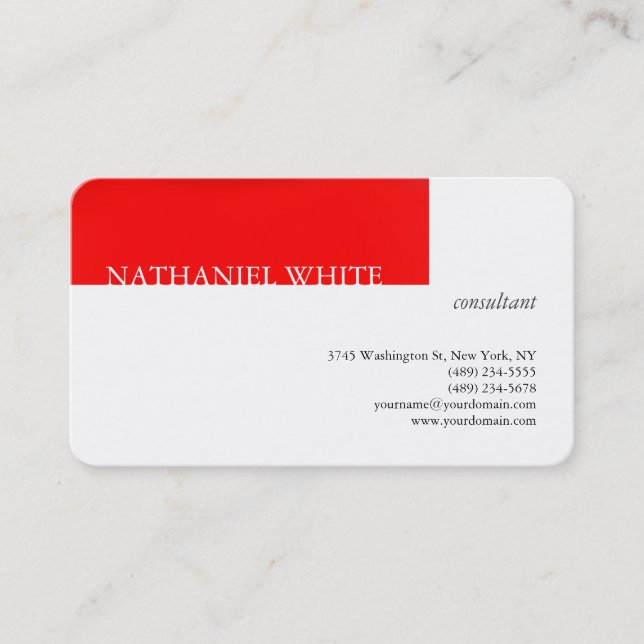 Carte De Visite Linen tendance Rouge Blancs Créatif Moderne (Devant)