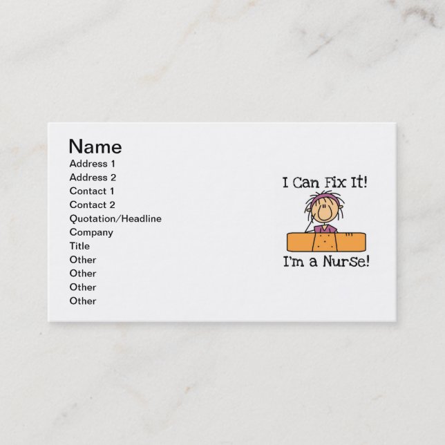 Carte De Visite L'infirmière I peut le fixer T-shirts et cadeaux (Devant)