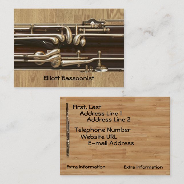 Carte De Visite L'information de contact de Bassoonist (Devant / Derrière)
