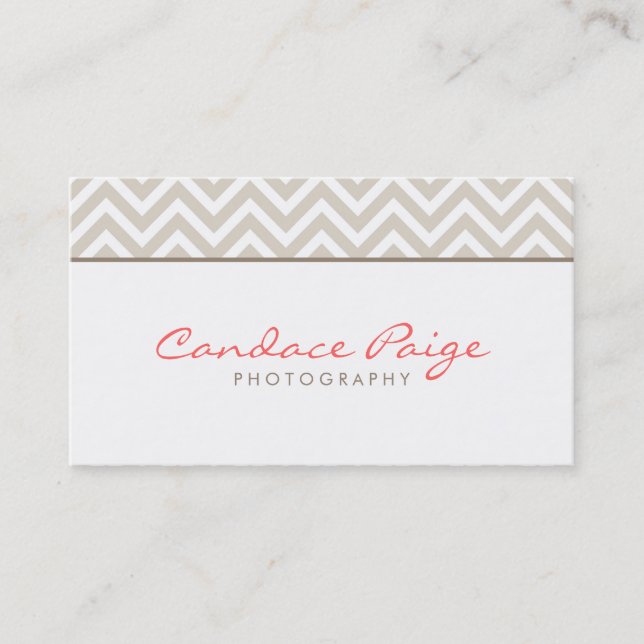 Carte De Visite Linge Beige moderne Chevron Stripes (Devant)