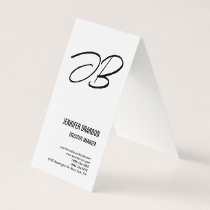 Carte De Visite Linge blanc noir Monogramme minimaliste moderne Pl