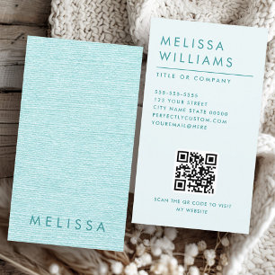 Carte De Visite Linge bleu aqua moderne look vertical minimaliste