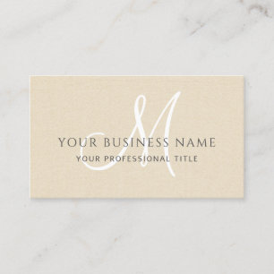 Carte De Visite Linge de crème Monogramme minimal simple
