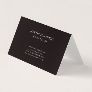 Carte De Visite Linge de luxe élégant uni noir minimaliste