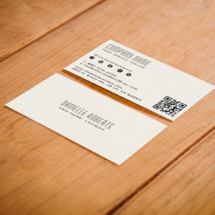 Carte De Visite Linge de maison en lin beige clair Code QR