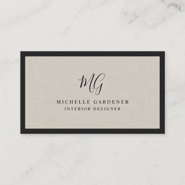 Carte De Visite Linge de monogramme minimal de luxe (Devant)