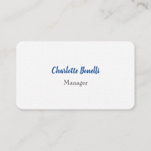 Carte De Visite Linge de qualité supérieure minimaliste bleu profe