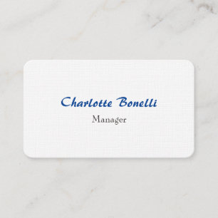 Carte De Visite Linge de qualité supérieure minimaliste bleu profe