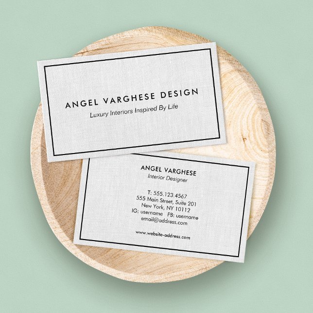 Carte De Visite Linge gris à bordure noire professionnel (Créateur téléchargé)