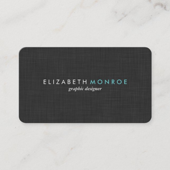 Carte De Visite Linge gris charbon Texture Sleek Simple (Devant)
