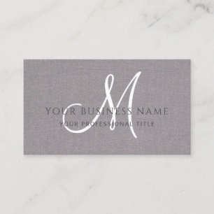 Carte De Visite Linge gris Gris Simple Monogramme minimal
