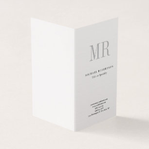 Carte De Visite Linge minimaliste gris monogramme classique