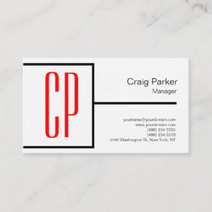 Carte De Visite Linge moderne noir blanc rouge Monogramme professi