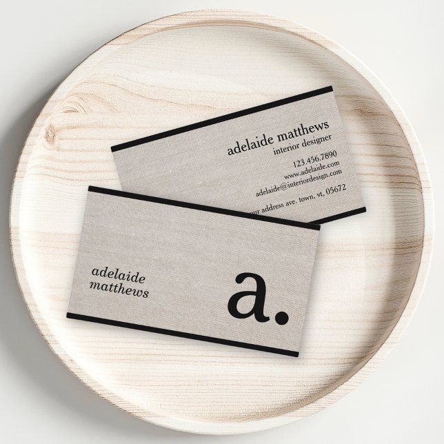 Carte De Visite Linge moderne professionnel look Monogramme initia (Créateur téléchargé)