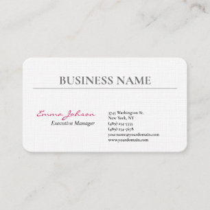 Carte De Visite Linge Noir Blanc Rose Élégant Moderne Simple