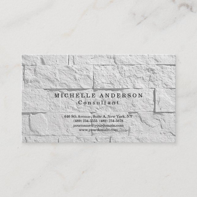 Carte De Visite Linge Plain Simple Professionnel Minimaliste Wall (Devant)