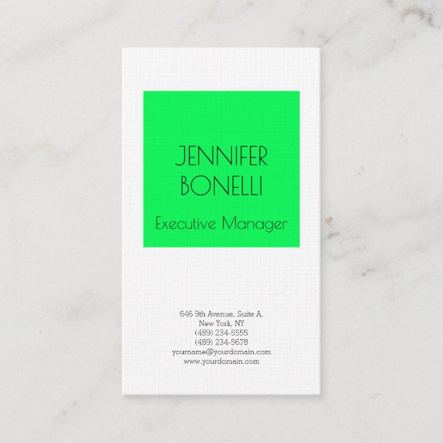 Carte De Visite Linge professionnel minimaliste moderne vert blanc (Devant)