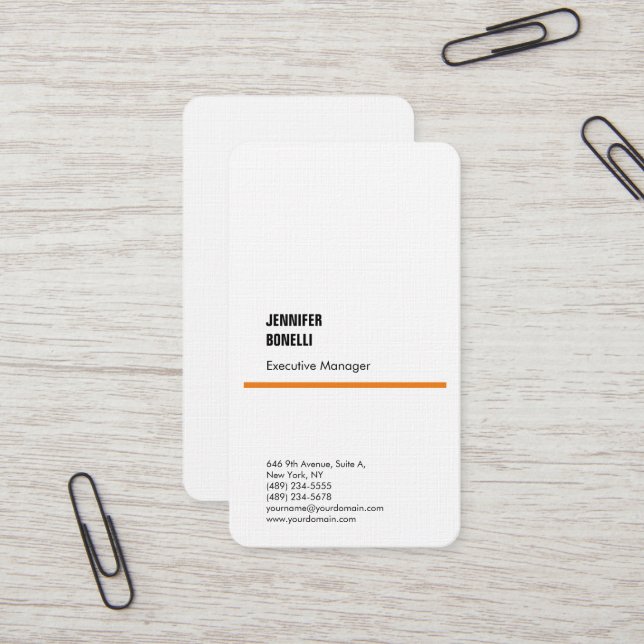 Carte De Visite Linge professionnel minimaliste orange moderne (Devant/Arrière en situation)