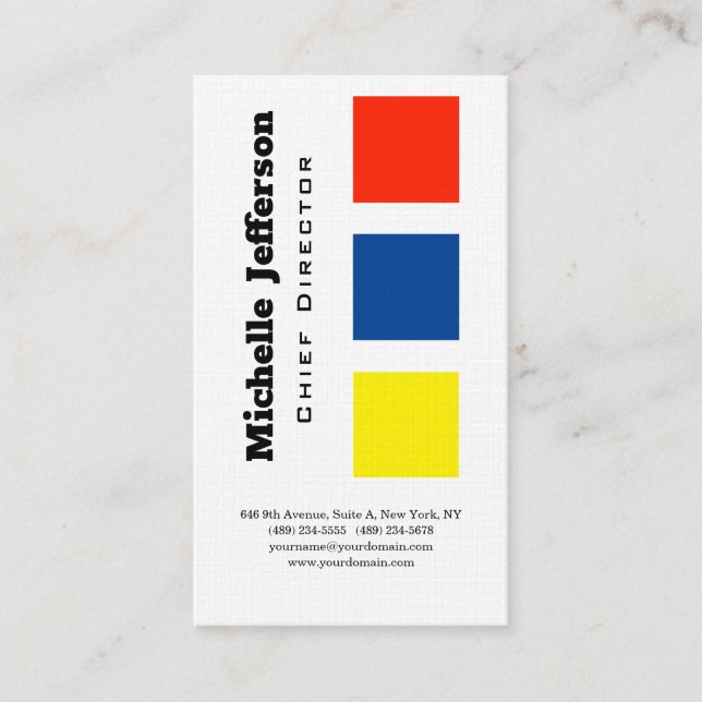 Carte De Visite Linge Professionnel Moderne Bleu Jaune Rouge Blanc (Devant)