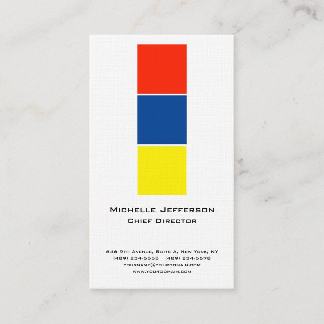 Carte De Visite Linge Professionnel Moderne Bleu Jaune Rouge Blanc (Devant)