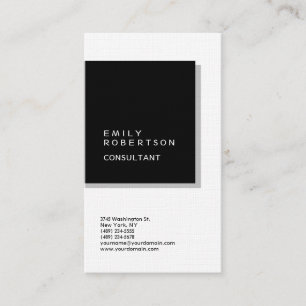 Carte De Visite Linge Simple Plaque Noir & Blanc Moderne Minimalis