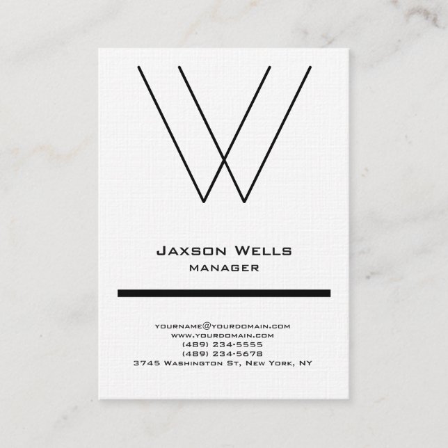 Carte De Visite Linge tendance moderne simple grand monogramme (Devant)