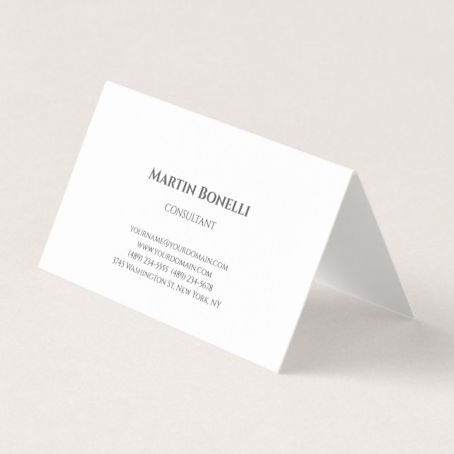 Carte De Visite Linge Unique Classique Simple Blanc (Devant)