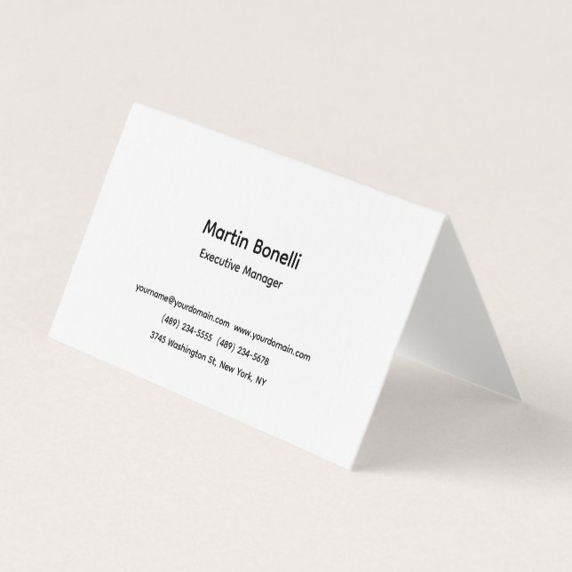 Carte De Visite Linge Unique Classique Simple Blanc (Devant)