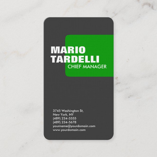 Carte De Visite Linge vertical tendance fait sur mesure gris vert  (Devant)