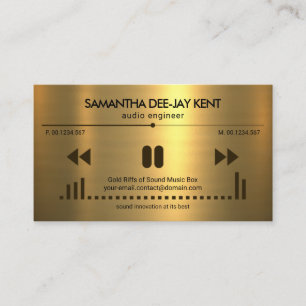 Carte De Visite L'ingénieur du son d'affichage audio Gold Texture