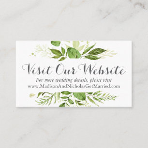 Carte De Visite L'insertion verte de site Web de mariage carde la