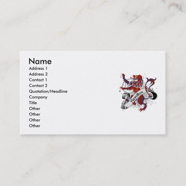 Carte De Visite Lion de Hamilton Tartan (Devant)