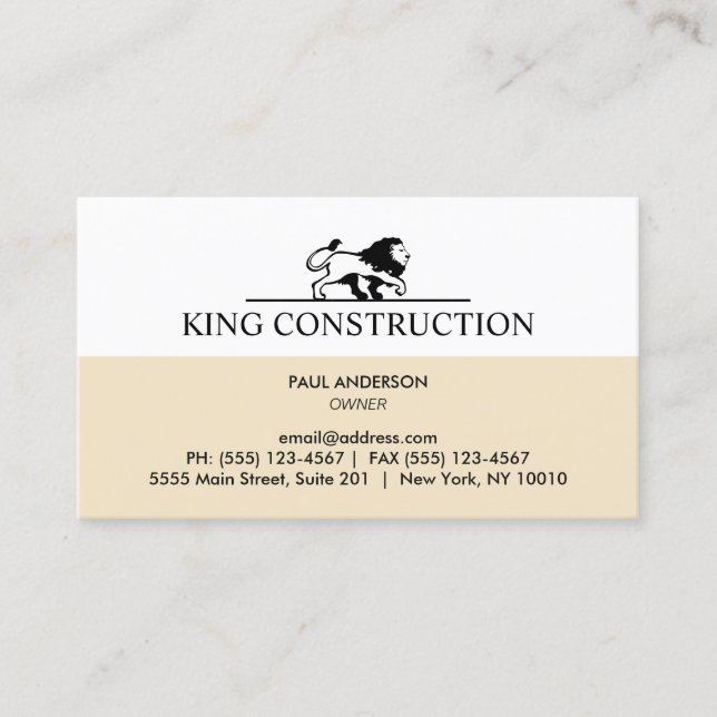 Carte De Visite Lion Logo Professionnel (Devant)