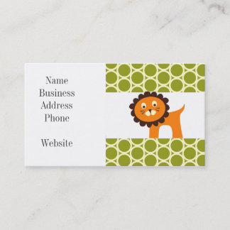 Carte De Visite Lion mignon sur les cadeaux verts de motif pour