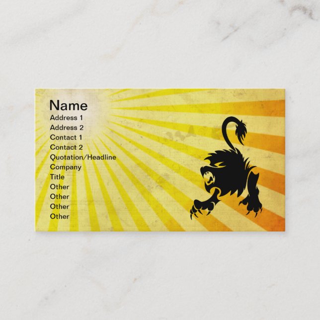 Carte De Visite Lion noir ; Leo (Devant)