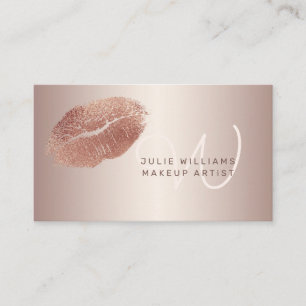 Carte De Visite Lipes d'or Rose avec maquillage de monogramme
