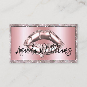 Carte De Visite Lips de Parties scintillant or Rose Holographique 