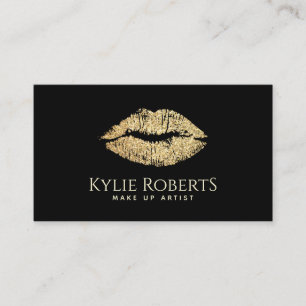 Carte De Visite Lips Gold Black Elegant Maquillage Artiste Beauté