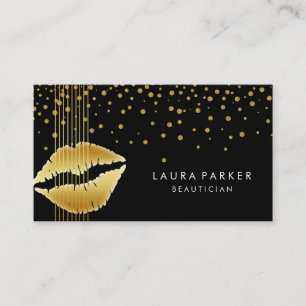 Carte De Visite Lips Gold Black Stripes maquillage Artiste Beautic