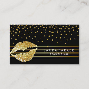 Carte De Visite Lips Gold Black Stripes maquillage Artiste Beautic