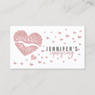 Carte De Visite Lips Rose Gold Heart Gloss Maquillage Lipstick mar