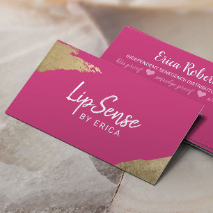 Carte De Visite LipSense Distributor Gold Stroke Hot rose maquilla