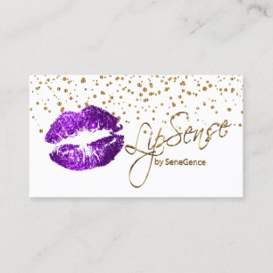 Carte De Visite LipSense Gold Confetti & Purple Lips
