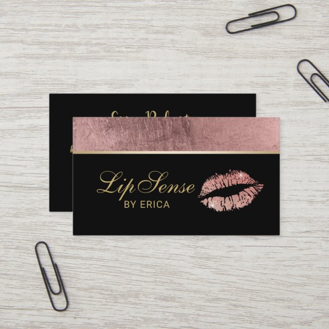 Carte De Visite Lipsense maquillage Artiste Rose Gold Lips médias  (Devant/Arrière en situation)